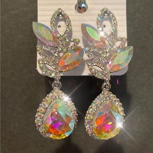 Crystal Pageant Earrings AB Swarovski